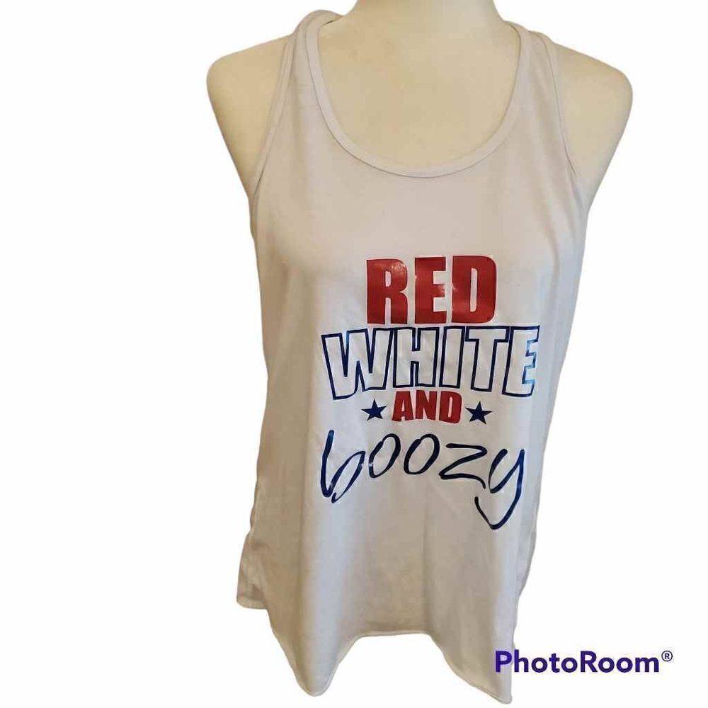 Patriotic Red White and Boozy tanktop L